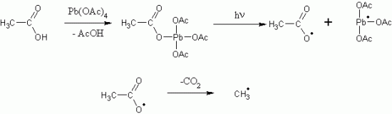 oksidativna dekarboksilacija sircetne kiseline olovo-tetraacetatom